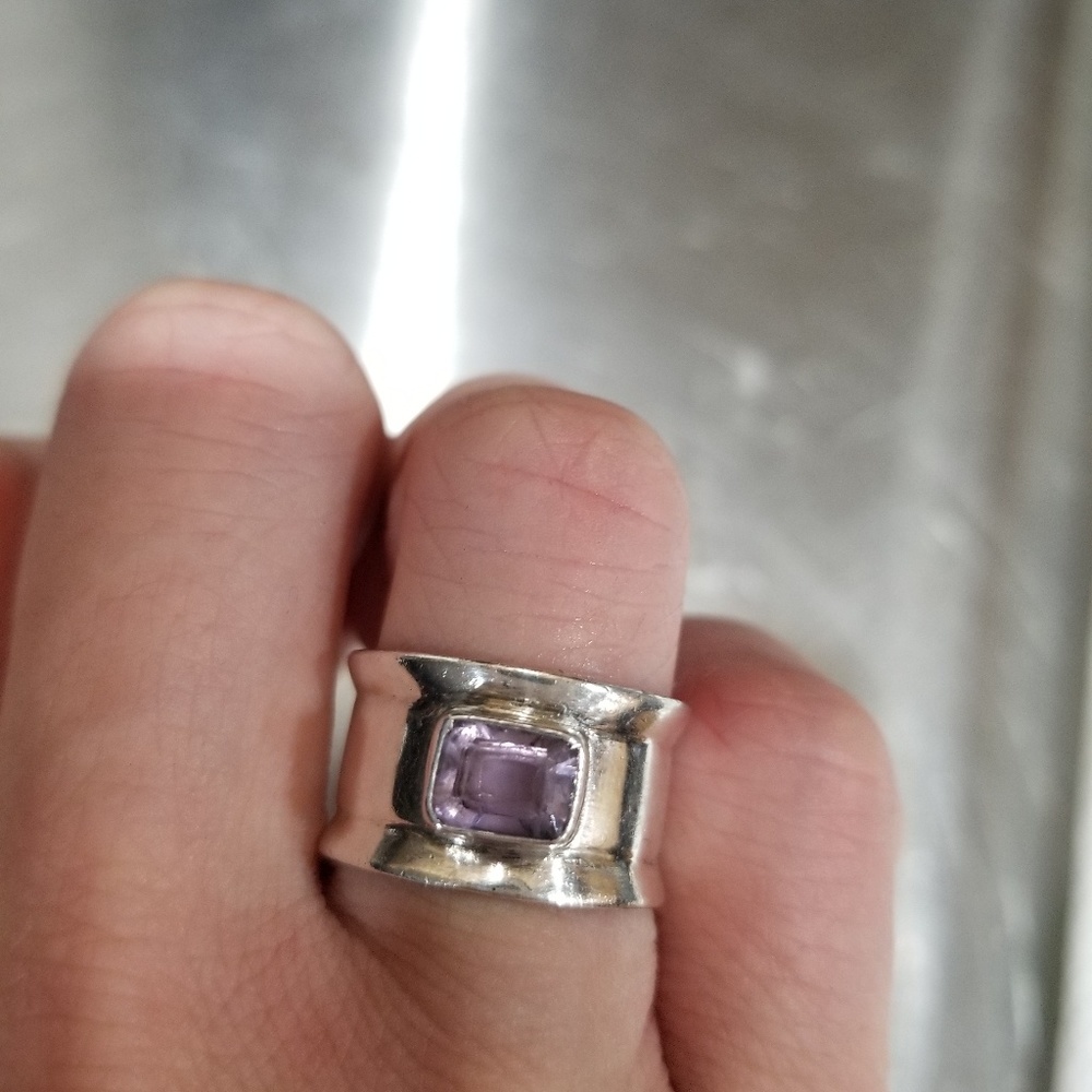 Amethyst and silver ring